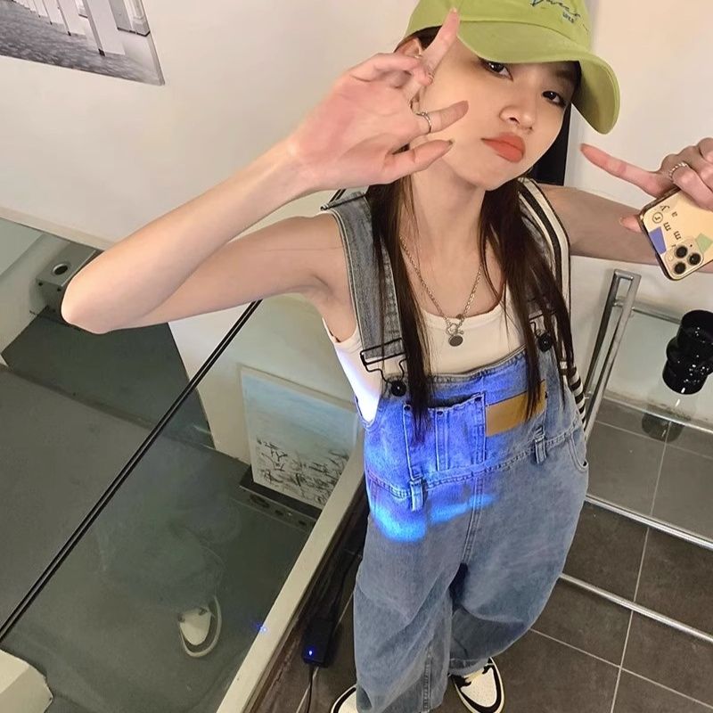 サロペットパンツ リラックスゆったりデニムサロペット