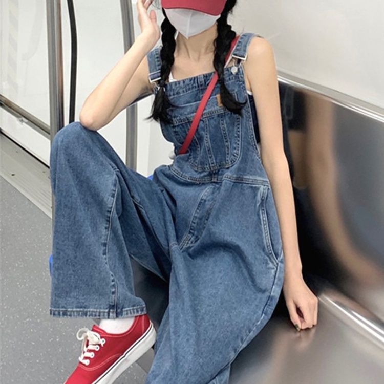 サロペットパンツ ゆったりシルエット 大人可愛いデニムサロペット