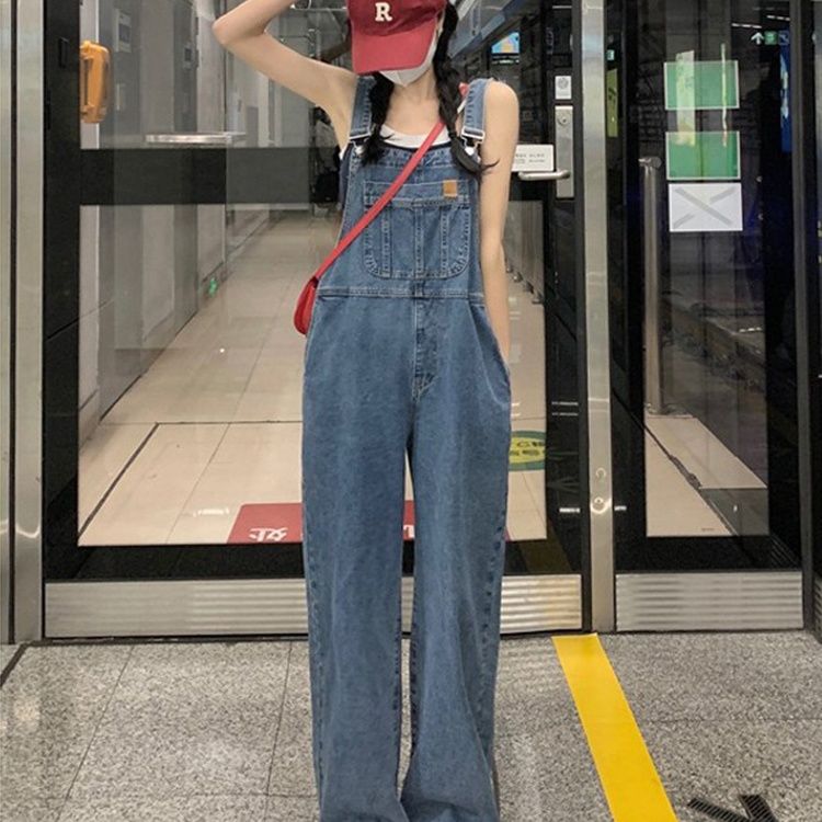 サロペットパンツ ゆったりシルエット 大人可愛いデニムサロペット