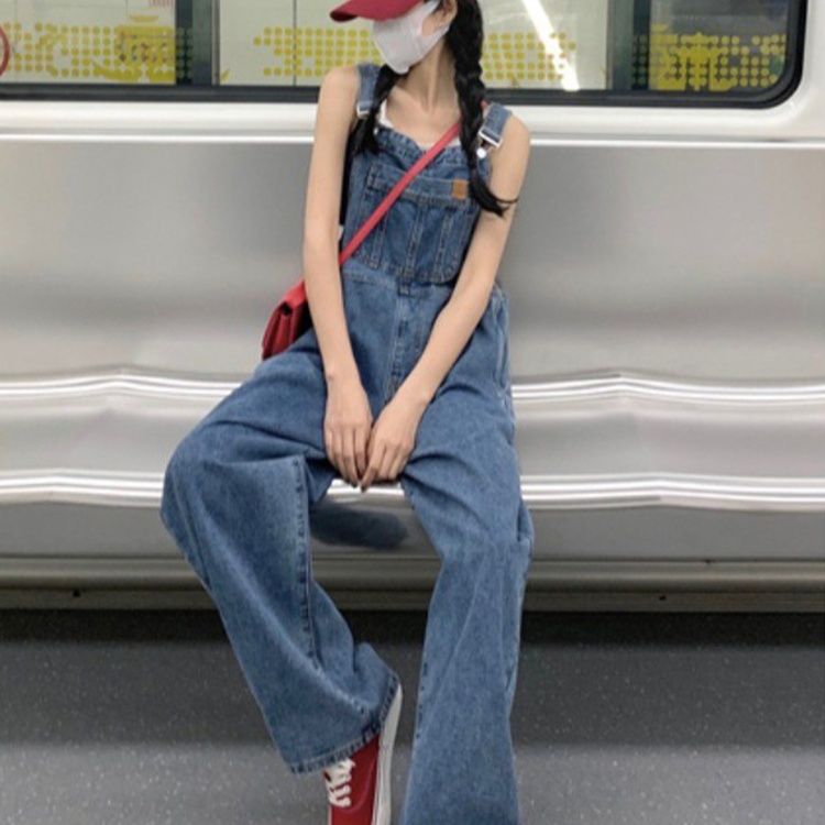 サロペットパンツ ゆったりシルエット 大人可愛いデニムサロペット
