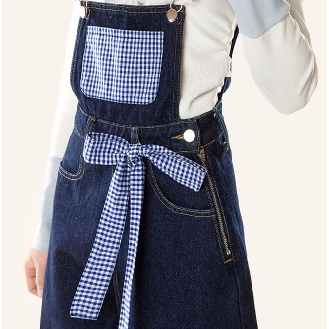 サロペットパンツ サロペット ギンガムチェック切替オーバーオール