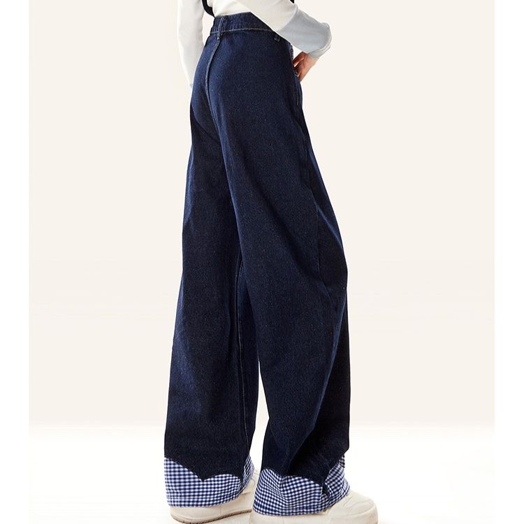 サロペットパンツ サロペット ギンガムチェック切替オーバーオール