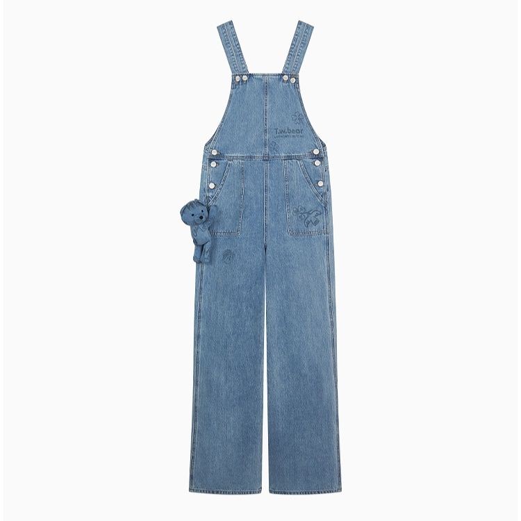 サロペットパンツ ゆったりシルエット 肩ひもデニムサロペット