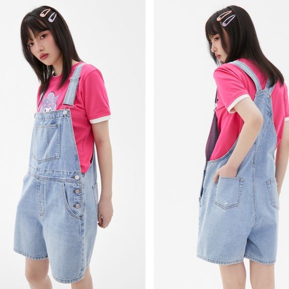 サロペットパンツ カジュアル夏用ショートサロペット