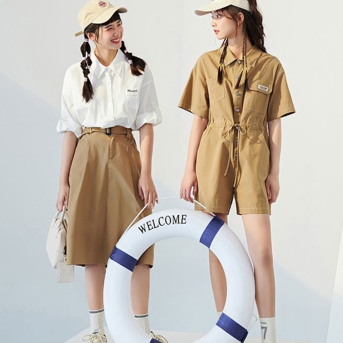 サロペット 半袖ショートサロペット