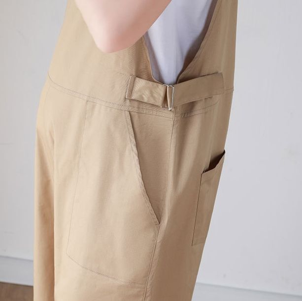 サロペット シンプル七分丈サロペットワンピース
