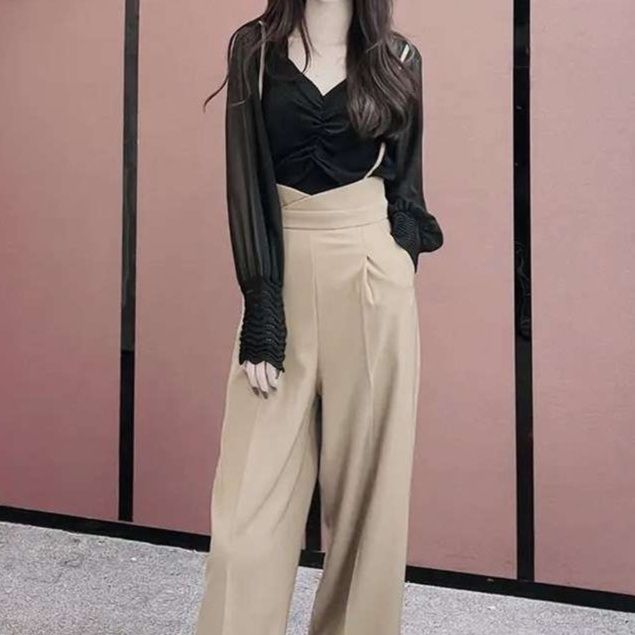 ハイウエストワイドパンツ サロペット