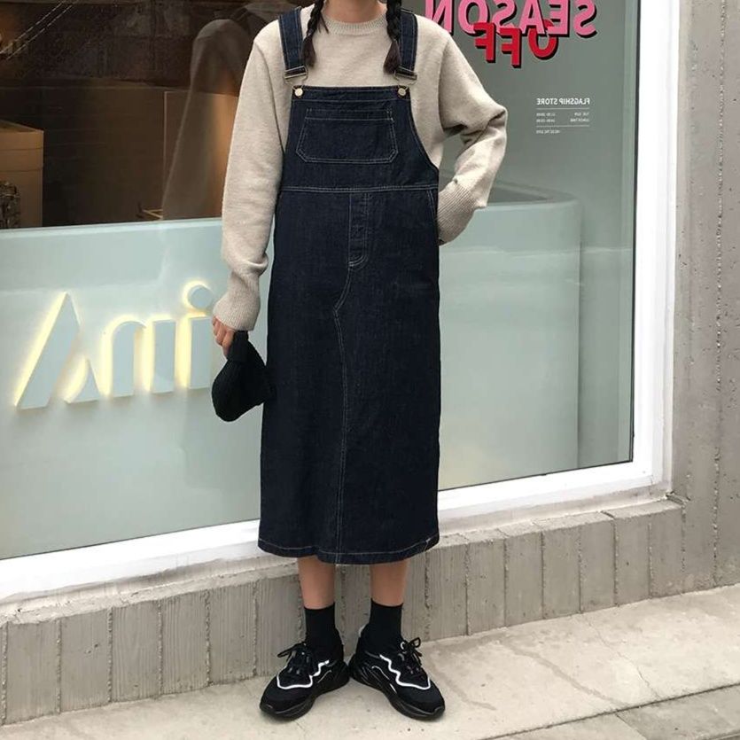 サロペット オーバーオール風デニムワンピース