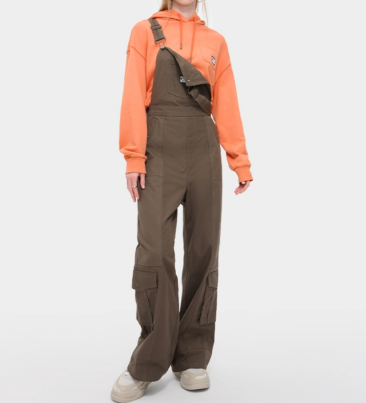 サロペット ワイドシルエット作業着風サロペット