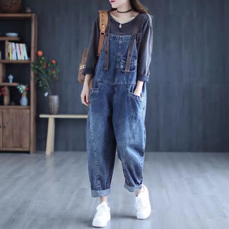 サロペット 大人カジュアル ゆったりデニム生地のオーバーオール