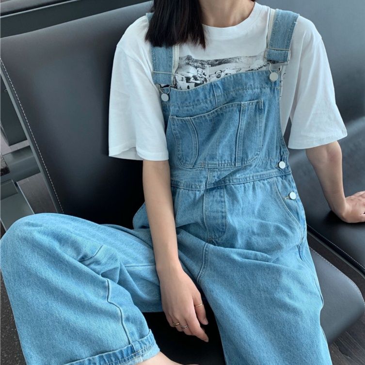 サロペット ゆったりワイドシルエットデニムサロペット