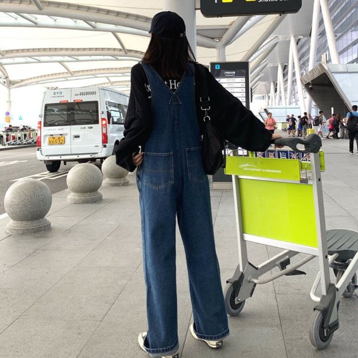 サロペット ゆったりワイドシルエットデニムサロペット