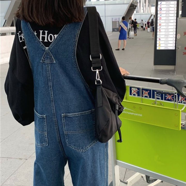 サロペット ゆったりワイドシルエットデニムサロペット