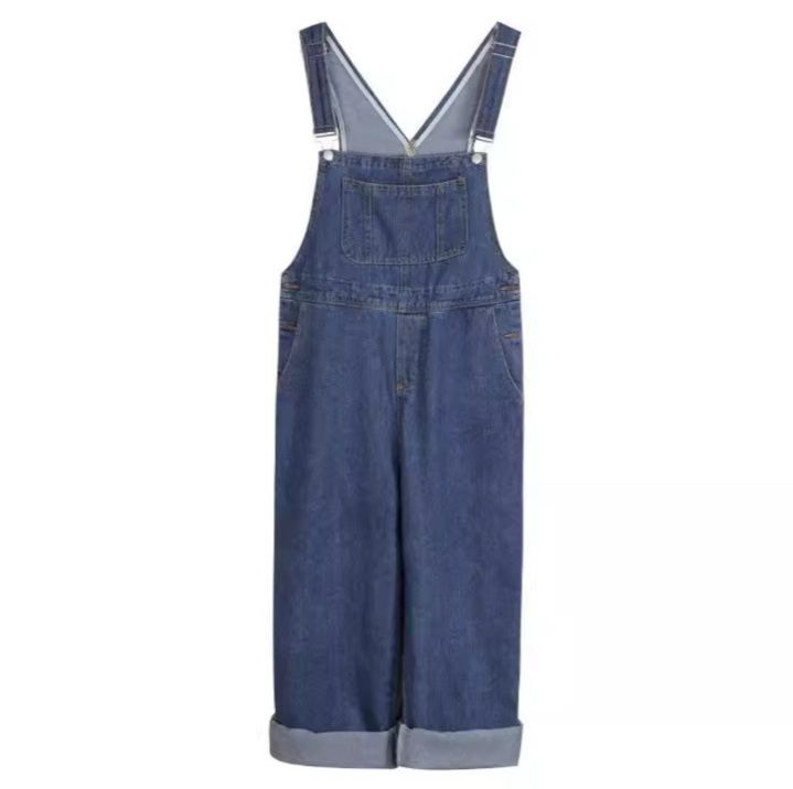 サロペット ゆったりワイドシルエットデニムサロペット