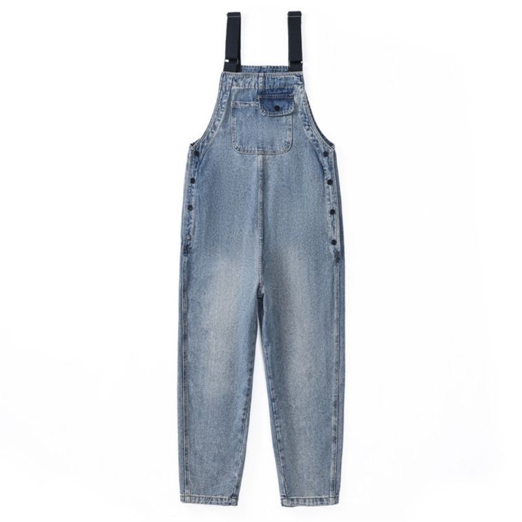 サロペット ゆったりシルエット大きめポケット付きデニムサロペット