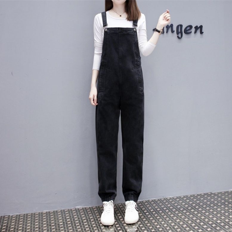 サロペット ゆったりカジュアルストレートデニムサロペット