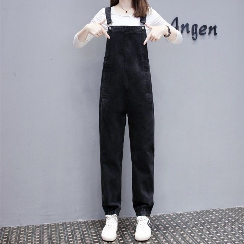 サロペット ゆったりカジュアルストレートデニムサロペット