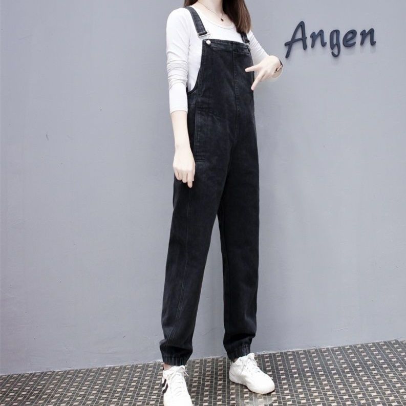 サロペット ゆったりカジュアルストレートデニムサロペット