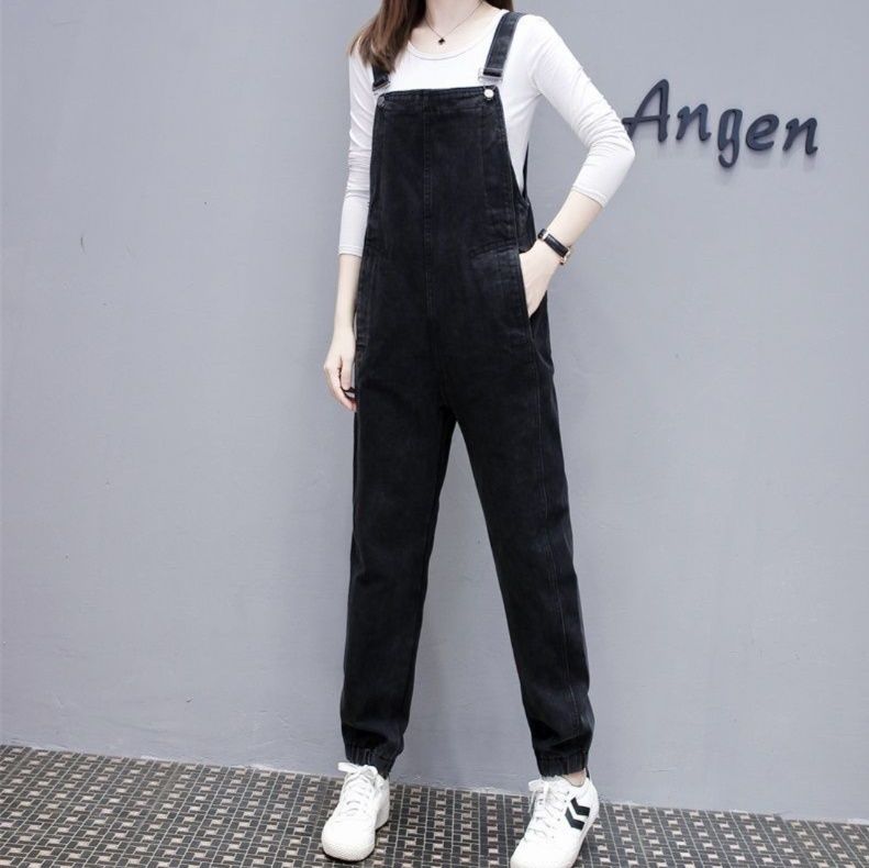 サロペット ゆったりカジュアルストレートデニムサロペット