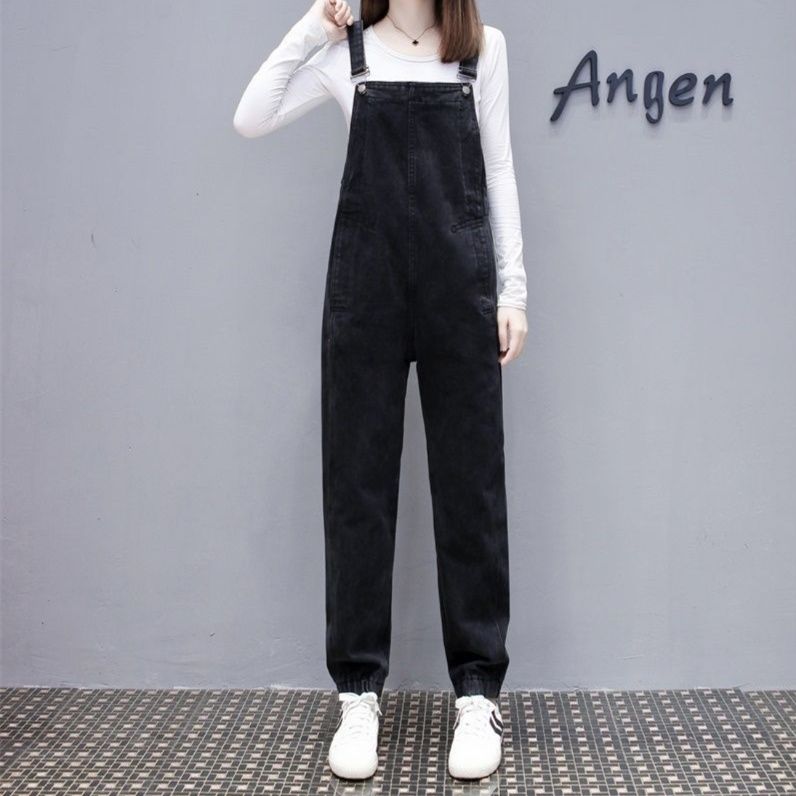 サロペット ゆったりカジュアルストレートデニムサロペット