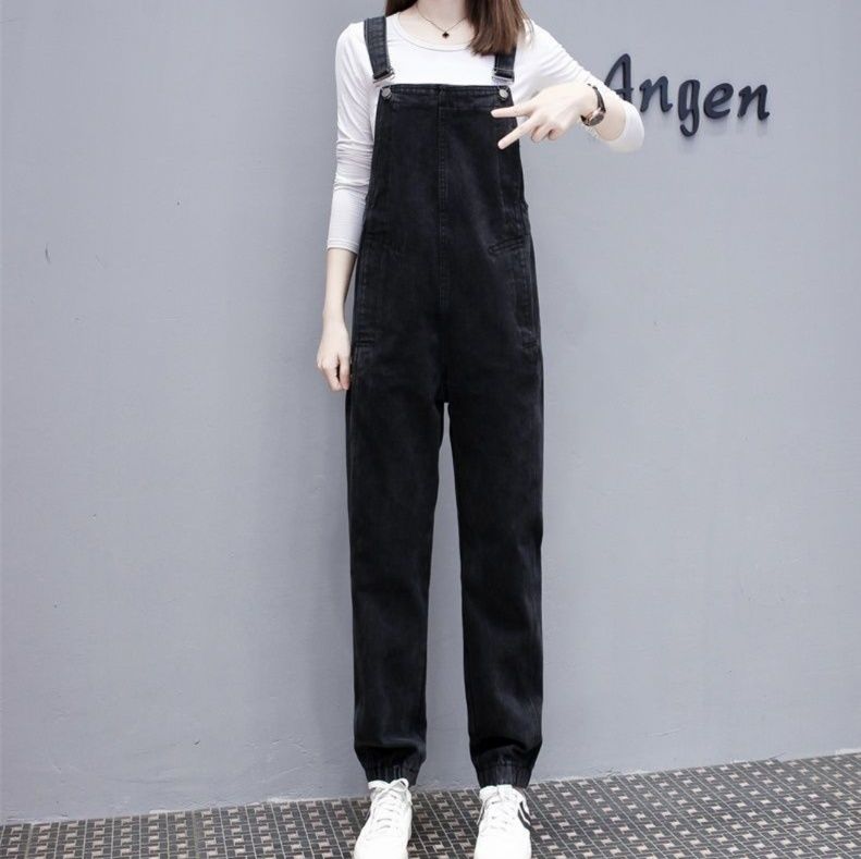 サロペット ゆったりカジュアルストレートデニムサロペット