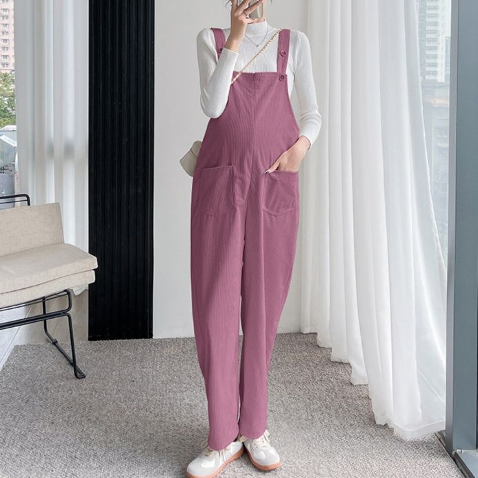 サロペット コーデュロイ素材ゆったりマタニティサロペット