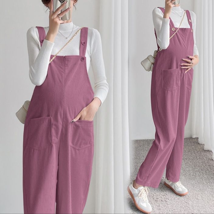 サロペット コーデュロイ素材ゆったりマタニティサロペット
