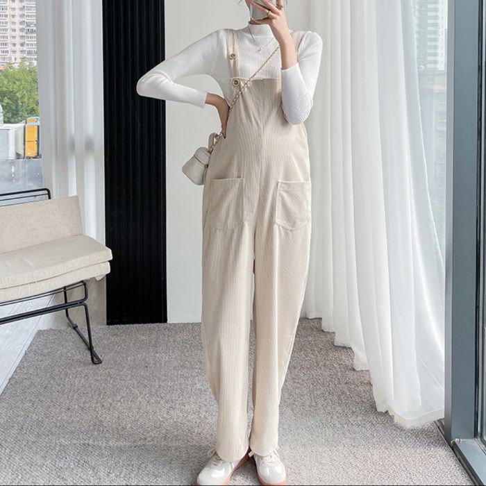 サロペット コーデュロイ素材ゆったりマタニティサロペット