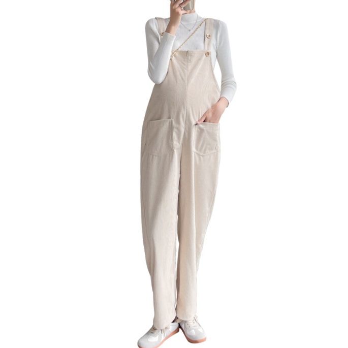 サロペット コーデュロイ素材ゆったりマタニティサロペット