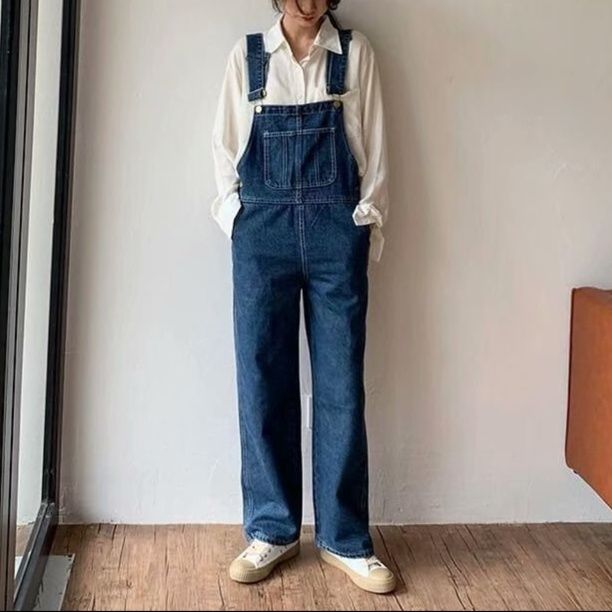 サロペット 大人カジュアルデニムハイウエストサロペット