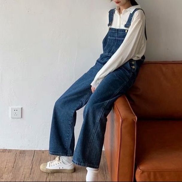サロペット 大人カジュアルデニムハイウエストサロペット