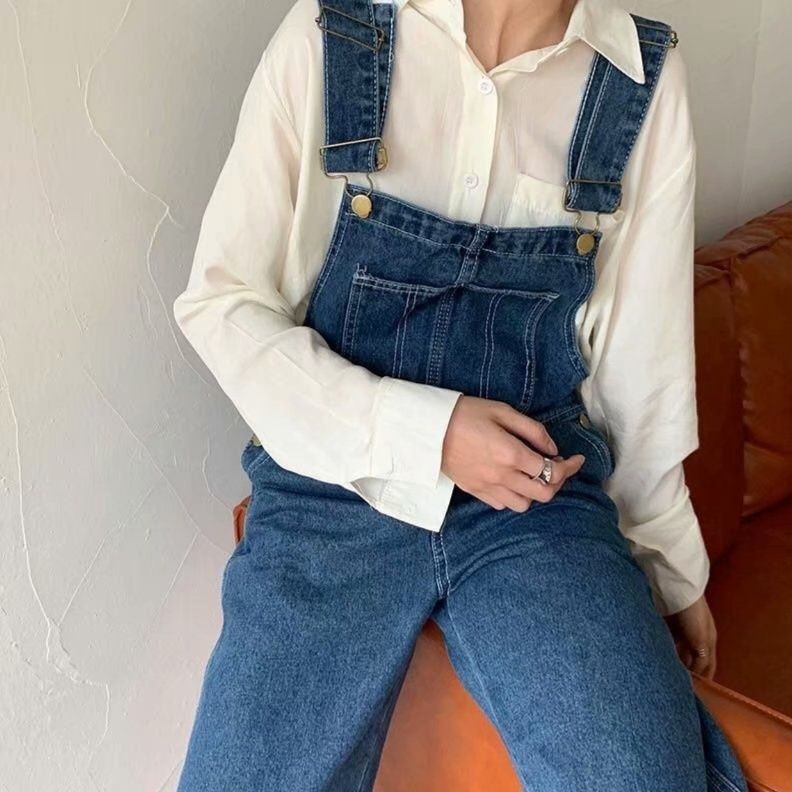 サロペット 大人カジュアルデニムハイウエストサロペット