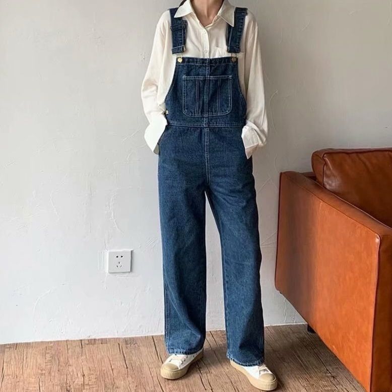 サロペット 大人カジュアルデニムハイウエストサロペット