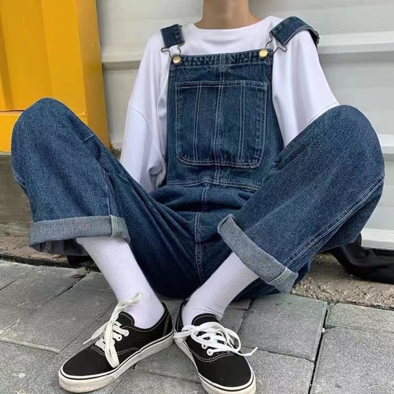 サロペット ゆったりシルエットワイドレッグデニムサロペット