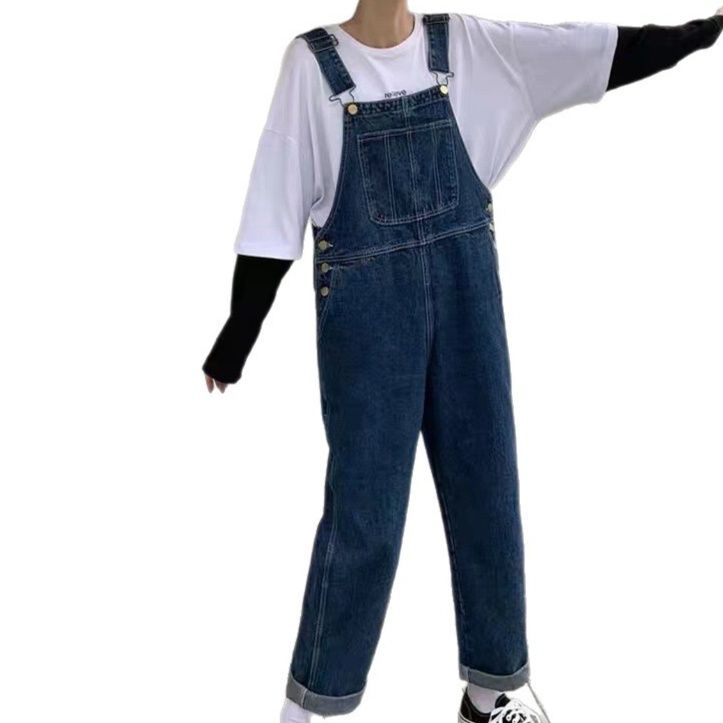 サロペット ゆったりシルエットワイドレッグデニムサロペット