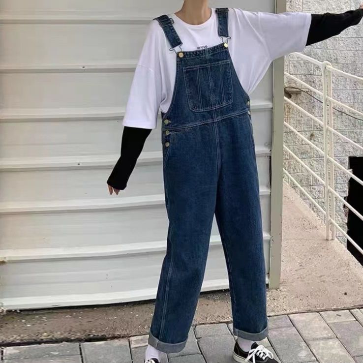 サロペット ゆったりシルエットワイドレッグデニムサロペット