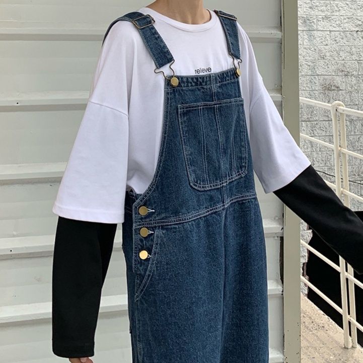 サロペット ゆったりシルエットワイドレッグデニムサロペット