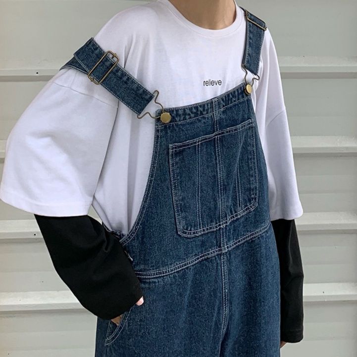 サロペット ゆったりシルエットワイドレッグデニムサロペット