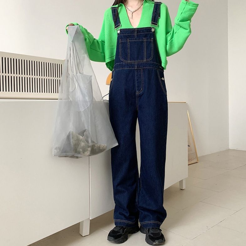 サロペット ゆったりワイドシルエットデニムサロペット