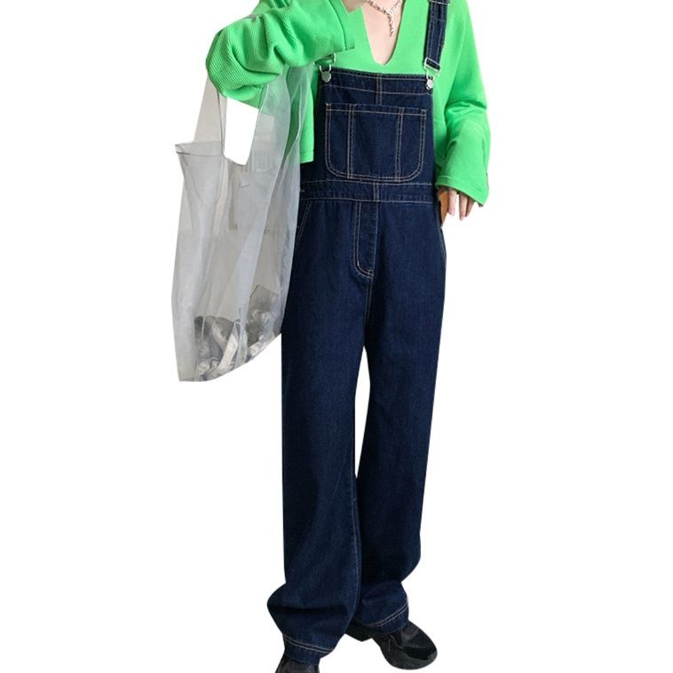 サロペット ゆったりワイドシルエットデニムサロペット