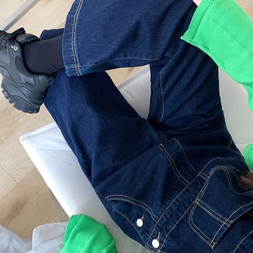 サロペット ゆったりワイドシルエットデニムサロペット