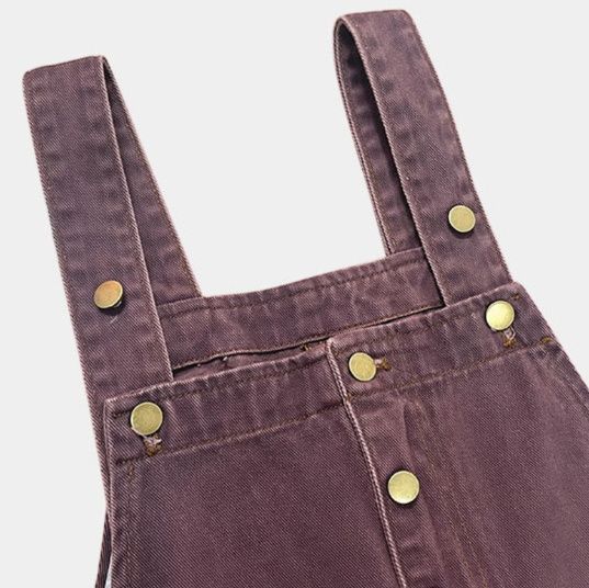 サロペット フロントボタンワイドシルエットオーバーオール