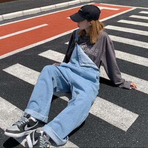 サロペット ゆったりワイドシルエットデニムオーバーオール