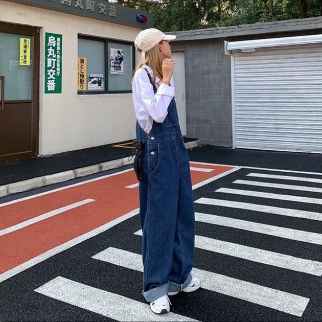 サロペット ゆったりワイドシルエットデニムオーバーオール