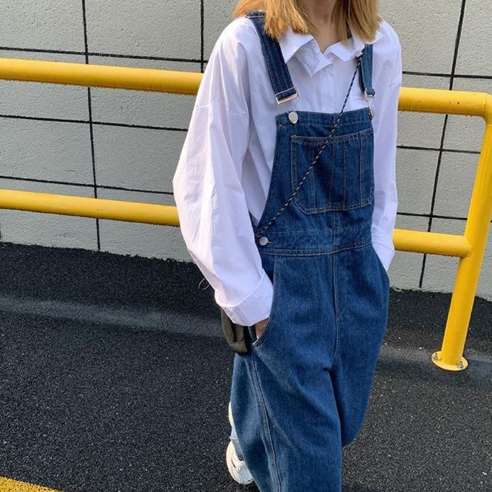 サロペット ゆったりワイドシルエットデニムオーバーオール