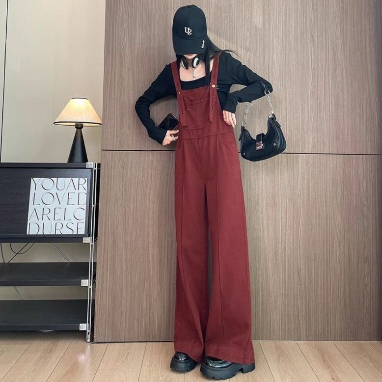 サロペット ゆったりワイドシルエット胸ポケット付きオーバーオール