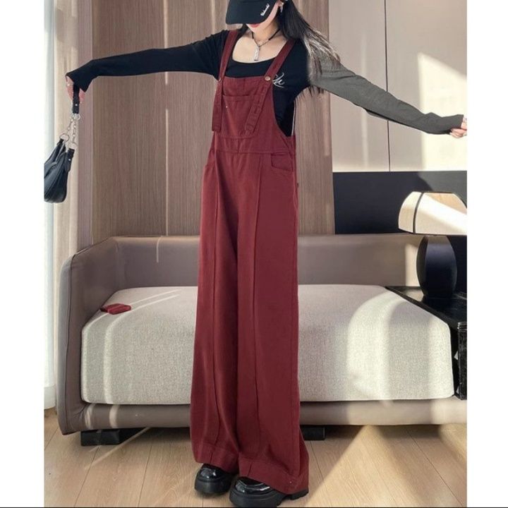 サロペット ゆったりワイドシルエット胸ポケット付きオーバーオール