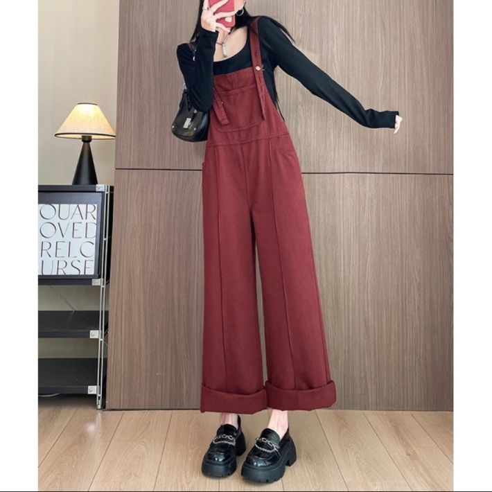 サロペット ゆったりワイドシルエット胸ポケット付きオーバーオール