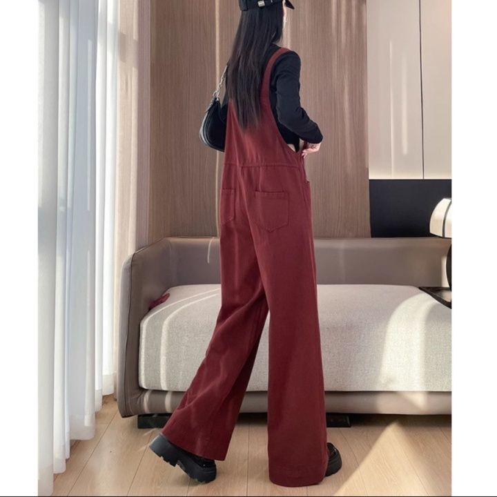 サロペット ゆったりワイドシルエット胸ポケット付きオーバーオール