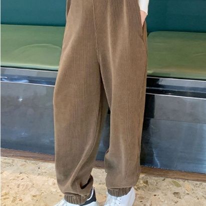 サロペット 裾リブゴムワイドシルエット胸ポケット付きオーバーオール